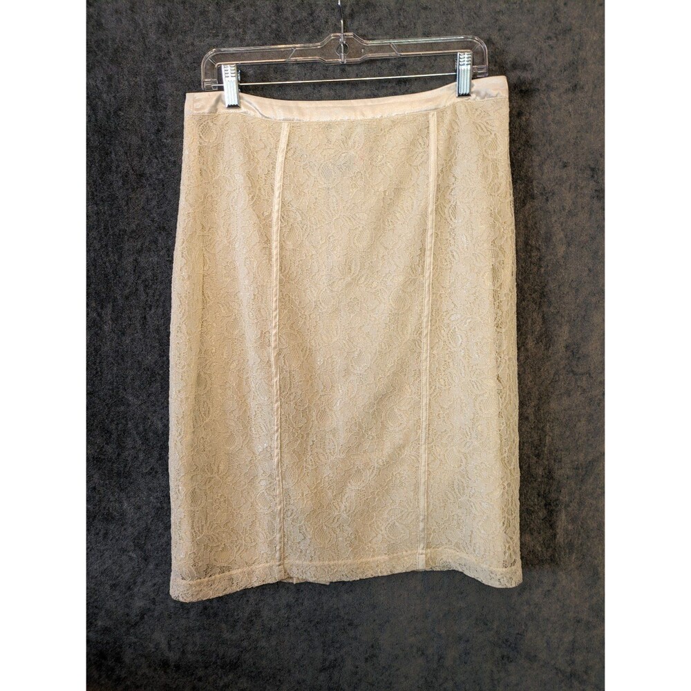 Downeast Basics skirt lace pencil cream size 10 lined business casual chic sexy